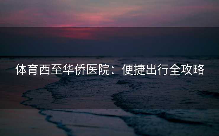 体育西至华侨医院：便捷出行全攻略