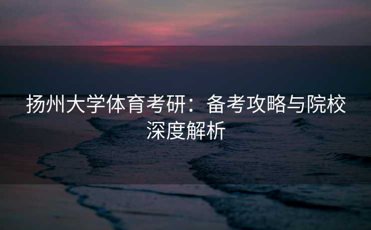 扬州大学体育考研：备考攻略与院校深度解析